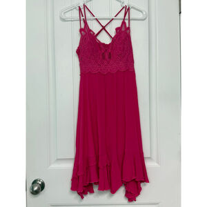 Free People Adella lace slip dress Pink Gypsy Whimsy Beachy